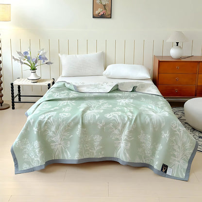 Lightweight Floral Throw Blanket, Soft Cotton - Halri