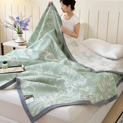 Lightweight Floral Throw Blanket, Soft Cotton