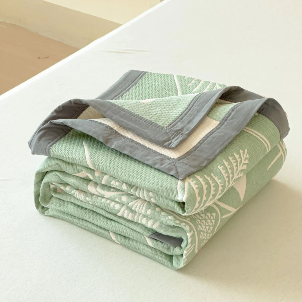 Lightweight Floral Throw Blanket, Soft Cotton