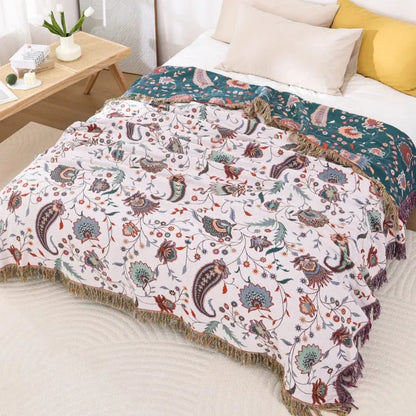 Cozy Plush Throw Blanket, 100% Cotton, Floral Design