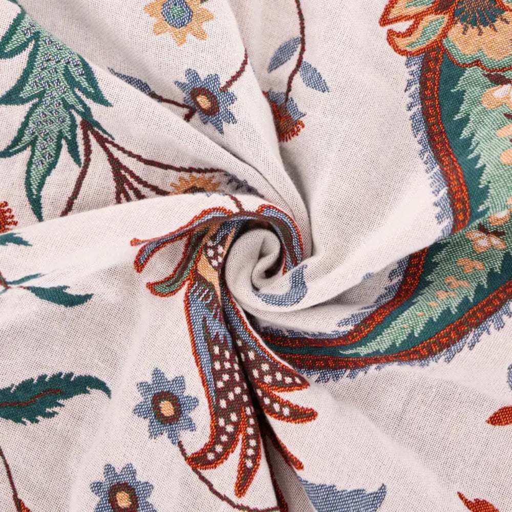 Cozy Plush Throw Blanket, 100% Cotton, Floral Design