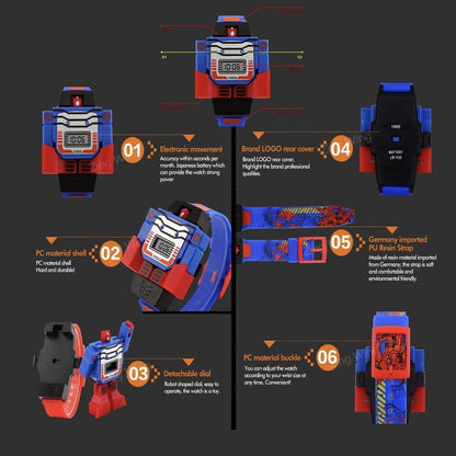 Robot Transformation Digital Watch with Digital Time Display, Premium PU Resin Strap for Kids