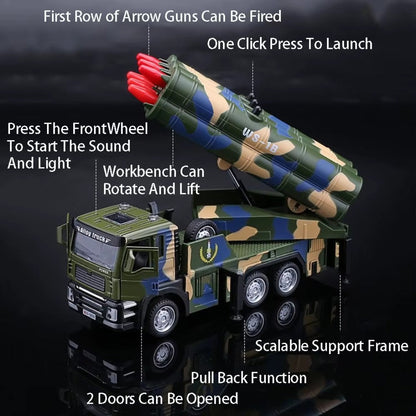 Rocket Launcher Car with 360° Rotating Launcher and Realistic Lights and Sounds, Safe for Ages 3+