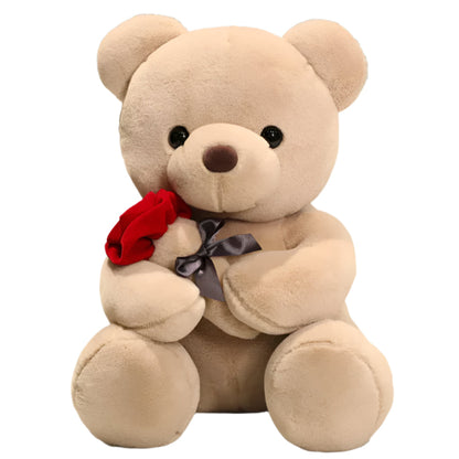 Cuddly Teddy Bear with Soft Roses