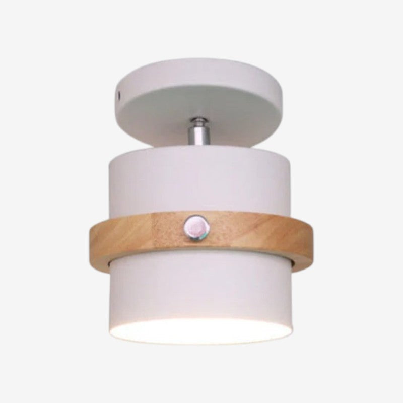 Rotating Flush Mount Ceiling Light Fixture with Layered Wood and Metal Design – Indoor Dome Diffuser for Hallways and Bedrooms 1