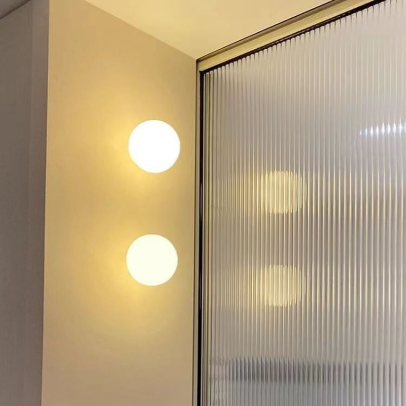 Soft White Glass Sphere Contemporary Wall Lamp