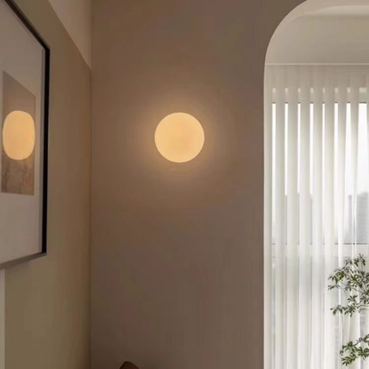 Soft White Glass Sphere Contemporary Wall Lamp