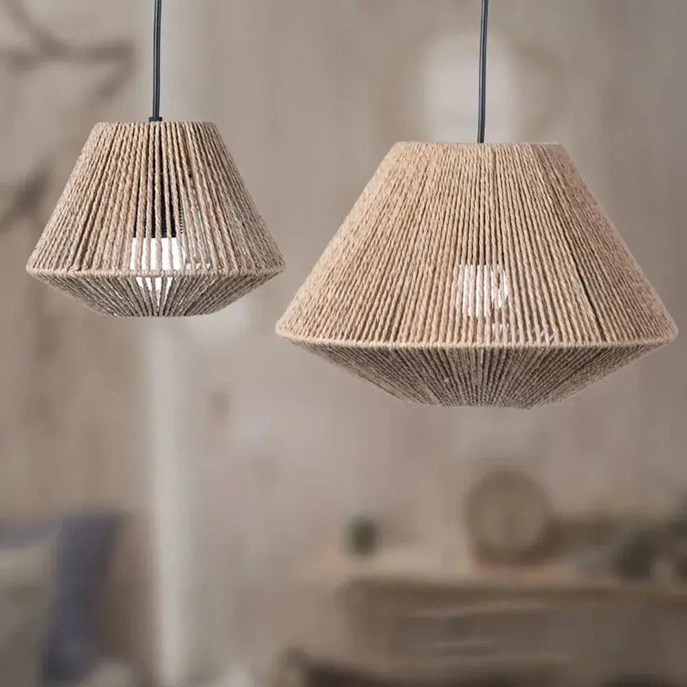 Natural Woven Pendant Light - Classic Geometric Lamp - Halri