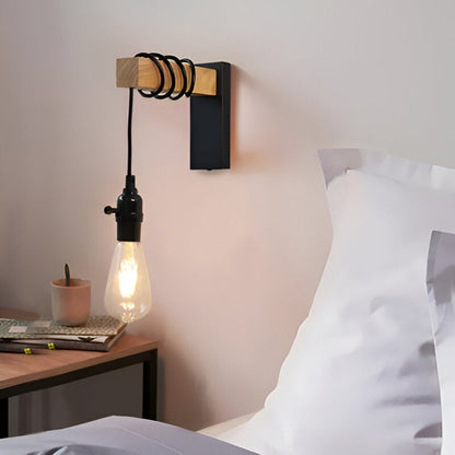 Rustic Wood LED Wall Sconce – 1-Light Pendant Wall Lamp for Cozy Ambiance and Versatile Home Lighting 3