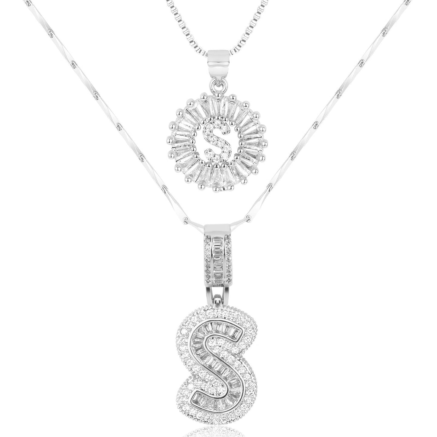 Personalized 14k Gold Initial Diamond Pendants