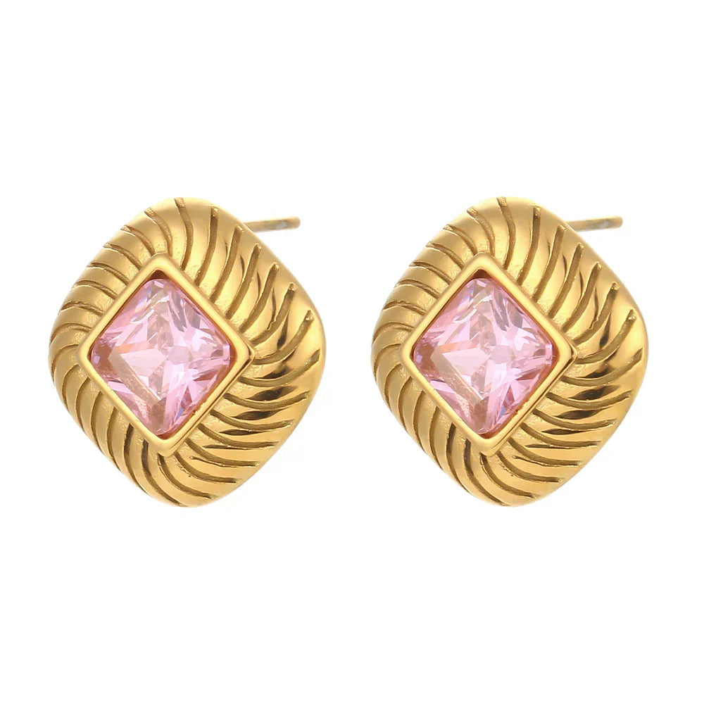 Bold Spiral Design Diamond Stud Earrings