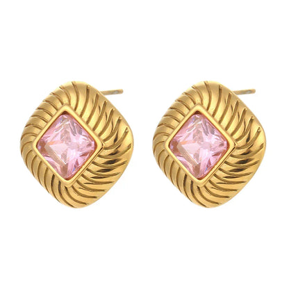 Bold Spiral Design Diamond Stud Earrings