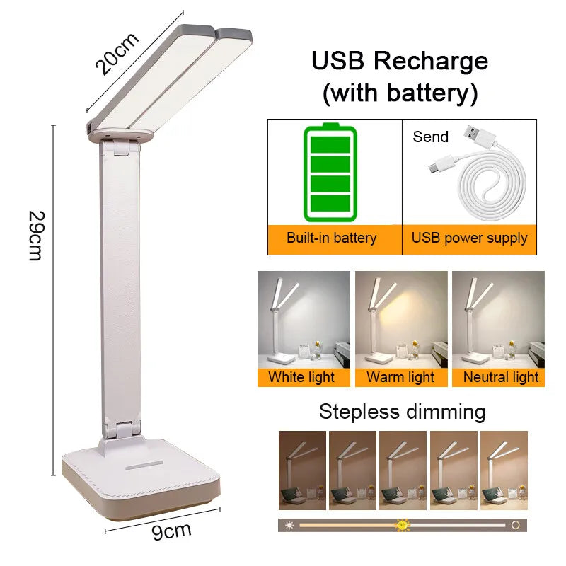 Portable LED Desk Light with Adjustable Brightness