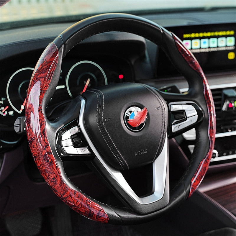 GripMAX | Anti-Slip Wooden Car Steering Wheel Cover