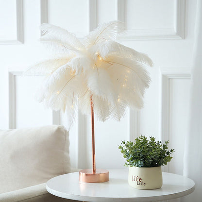Unique Ostrich Table Lamp with Feather Design