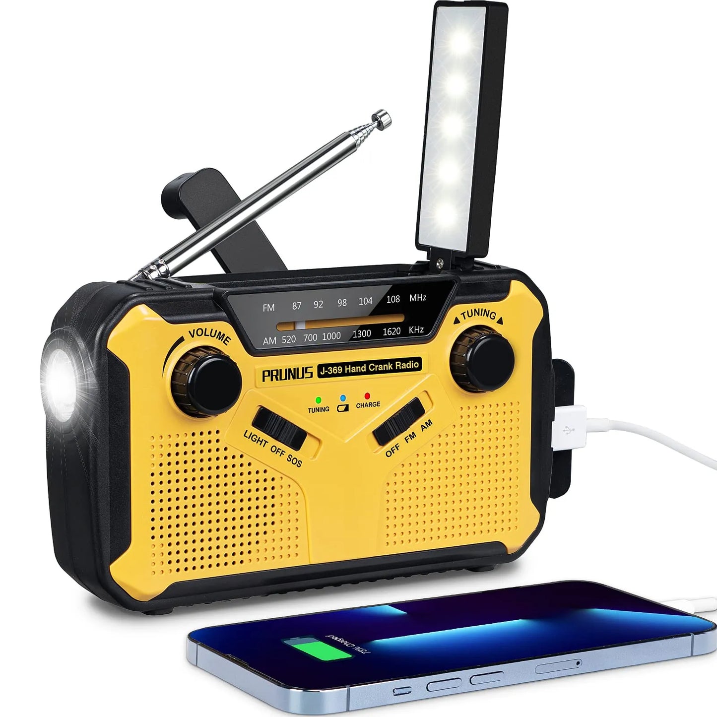 Compact Solar Crank Radio with LED Light & Power Bank