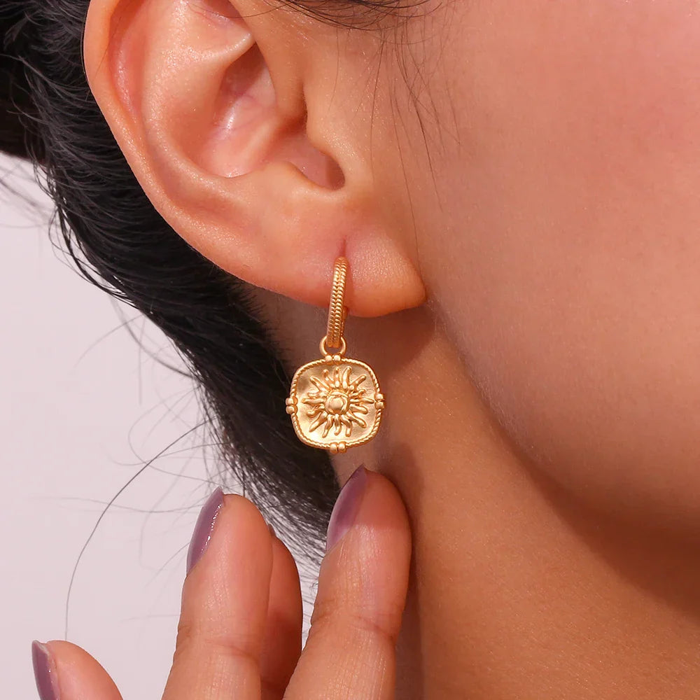 Delicate Sun Shape Drop Earring - Halri