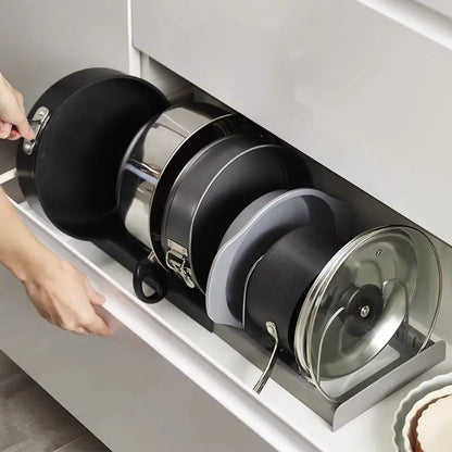 Space Saving Pot Lid Holder with 7 Adjustable Compartments