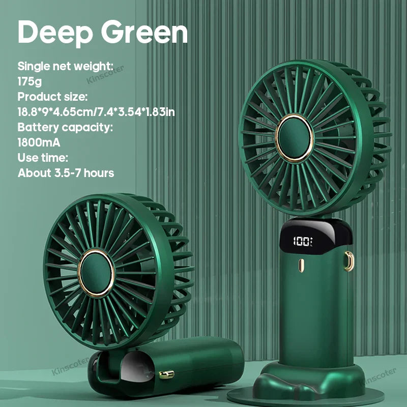 Compact 3-in-1 Rechargeable Fan with LED Screen