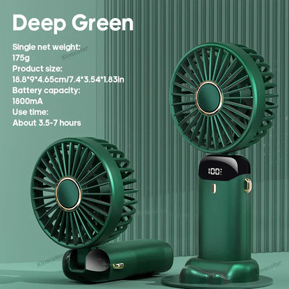 Compact 3-in-1 Rechargeable Fan with LED Screen
