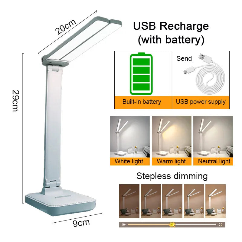 Portable LED Desk Light with Adjustable Brightness