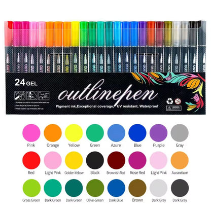 Colorful 2-in-1 Dual Tip Pens