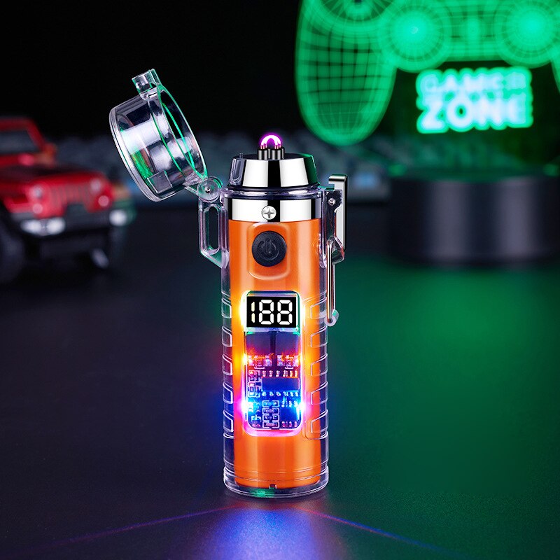 Waterproof Dual Arc Lighter Flashlight Torch