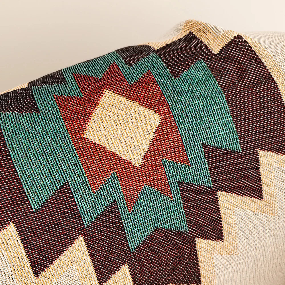 Large Aztec Pattern Throw Blanket with Tassels - Halri