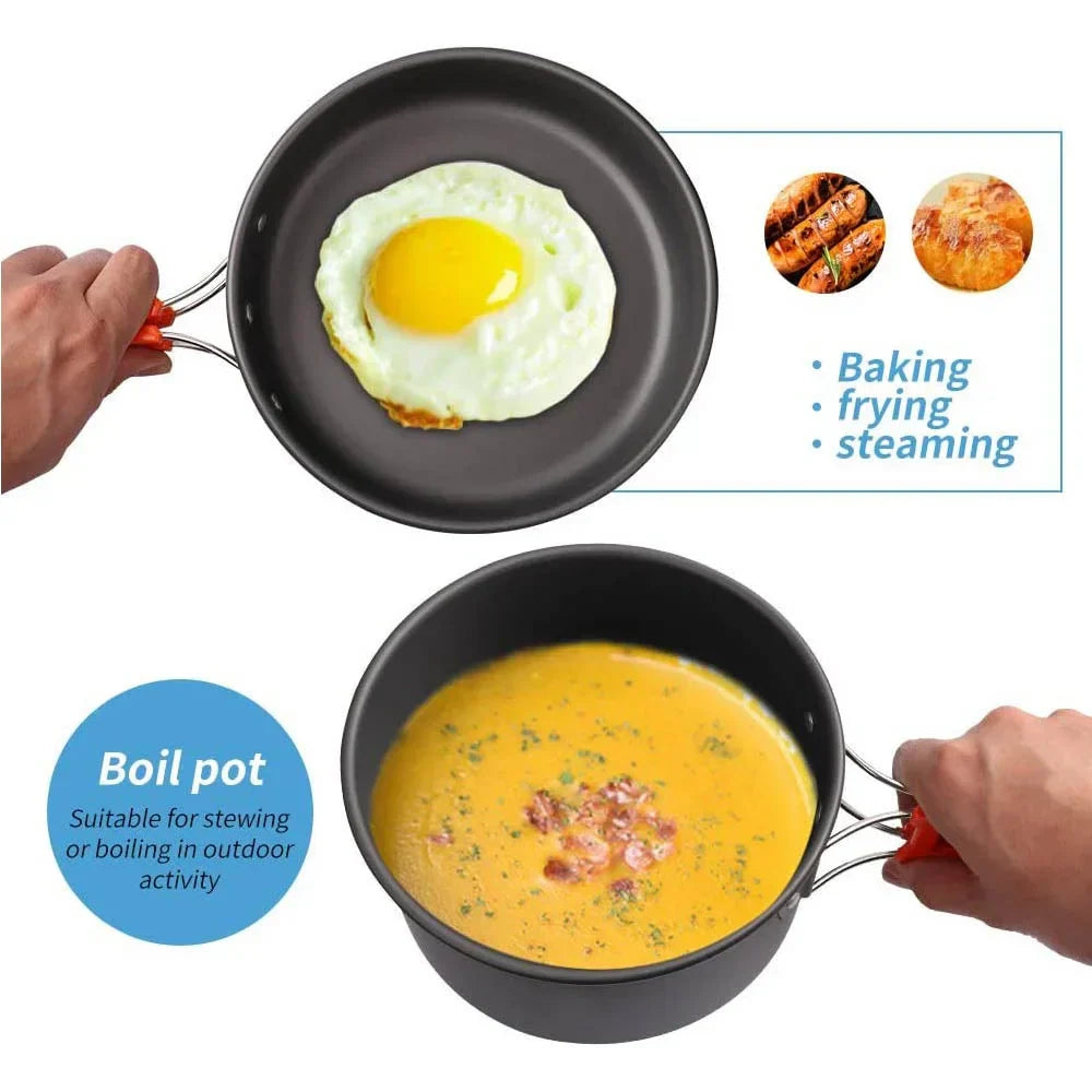 Compact Outdoor Cooking Set - Ultra Light Non Stick Camp Kit