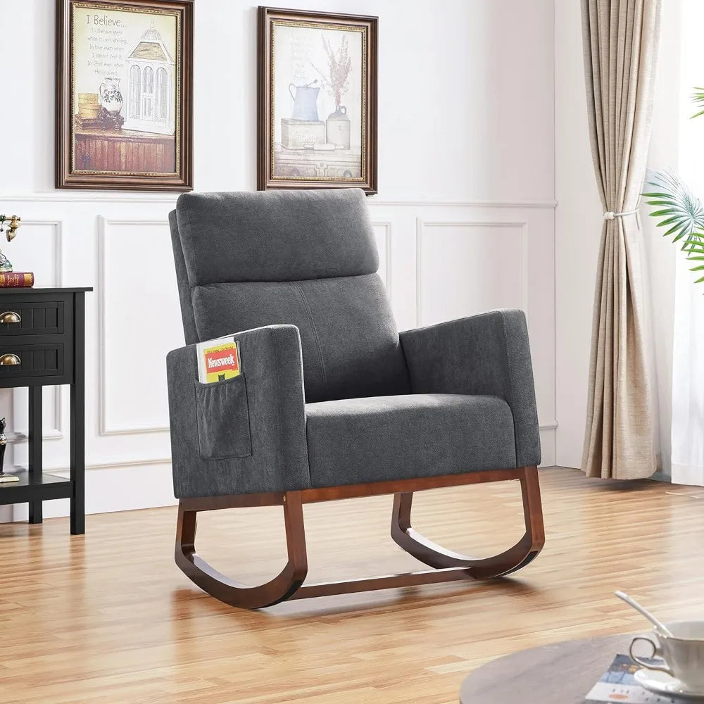 Padded Wooden Outdoor Rocking Chair