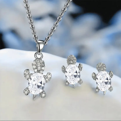 Ocean Turtle Good Luck Necklace Earrings Set - Halri