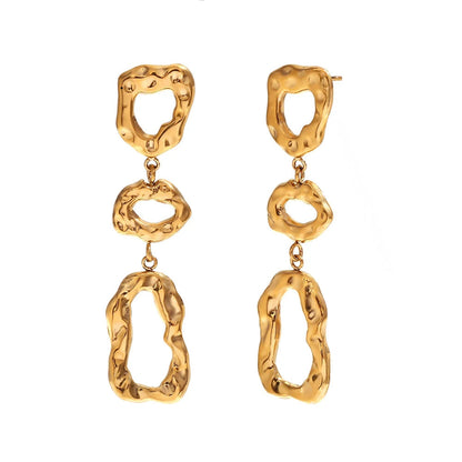 Fashionable Triple Drop Patterned Earrings