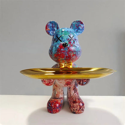 Cute Bear Figurine Serving Tray