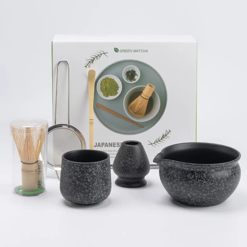 Traditional Japanese Matcha Tea Bowl Set with Whisk - Halri