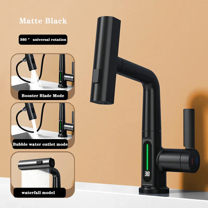 Modern Stainless Steel Faucet with LED Temperature Control