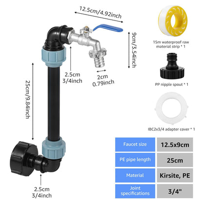 Durable IBC Tank Faucet Adapter with Brass Tap and Tight Seal
