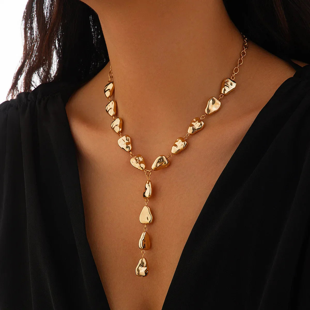 Elegant Natural Rock Lariat Necklace - Halri
