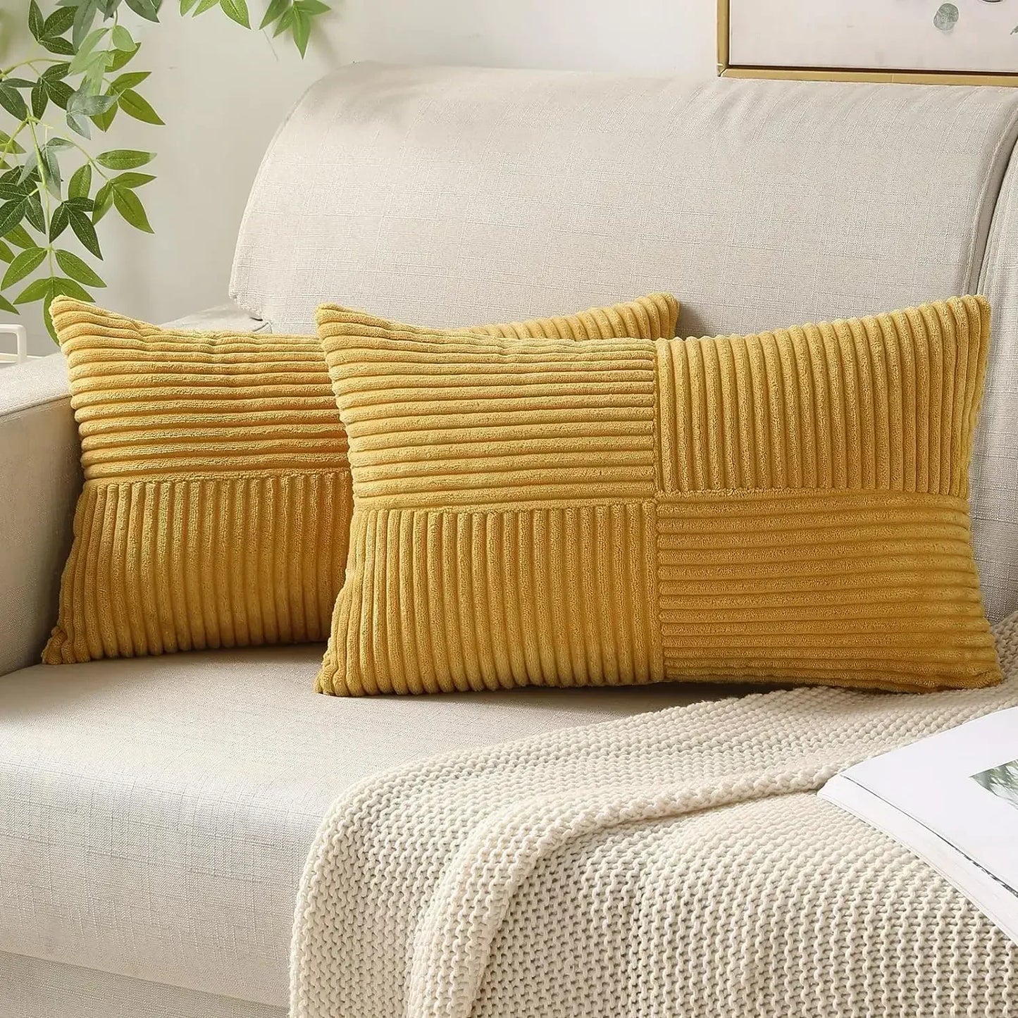 Soft Corduroy Striped Cushion Covers