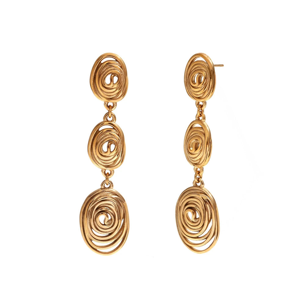 Fashionable Triple Drop Patterned Earrings