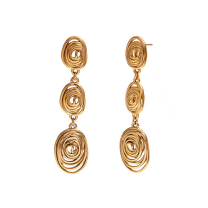 Fashionable Triple Drop Patterned Earrings
