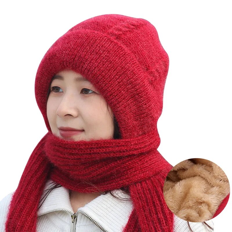 Warm Fleece Hat and Scarf Set