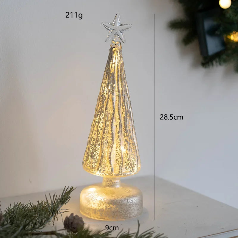 Festive Holiday LED Glass Table Lamp