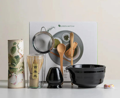 Variant image for Matcha Set 8-Piece Sakura Design Ceramic Bowl Bamboo Whisk Frother-4