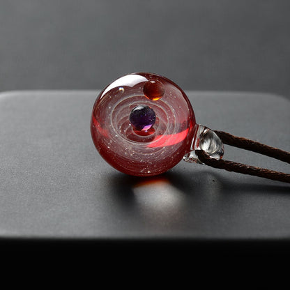 Colorful Galaxy Solar System Pendant Necklace