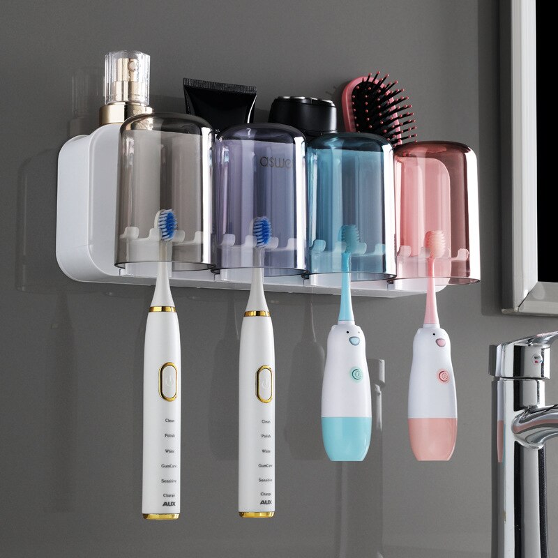 Bathroom Wall Mount Toothbrush Mouthwash Holder