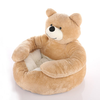 Cozy Plush Teddy Bear Pet Cushion Bed