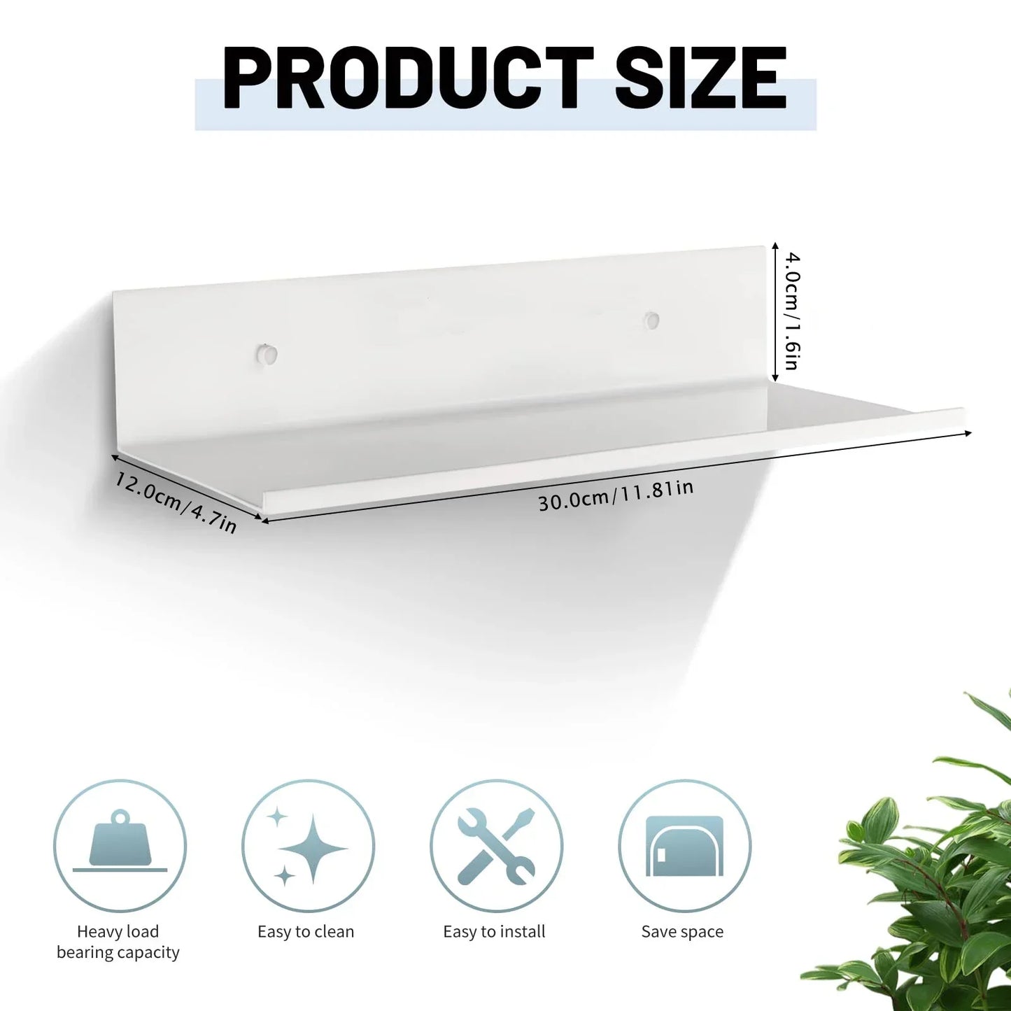 Slim Metal Floating Wall Shelf