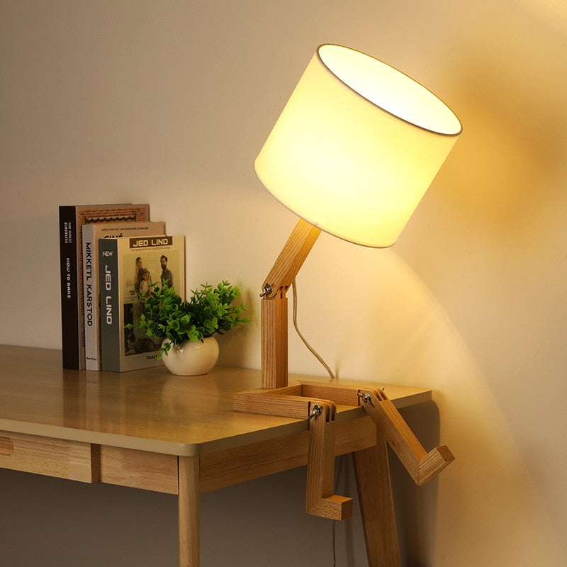 Intelligent Wooden Table Desk Lamp