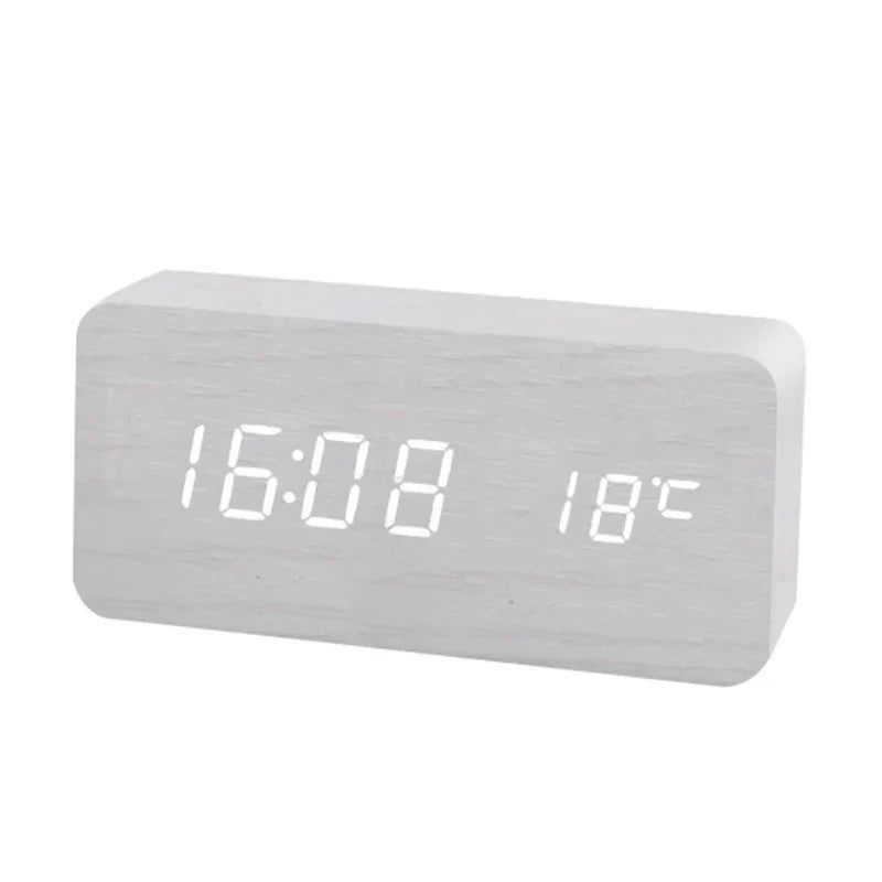 Quiet Wooden LED Table Clock