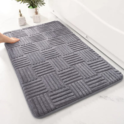 Plush Striped Anti-Slip Bathroom Mat